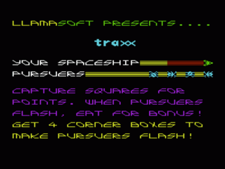 Traxx title screen for Vic-20